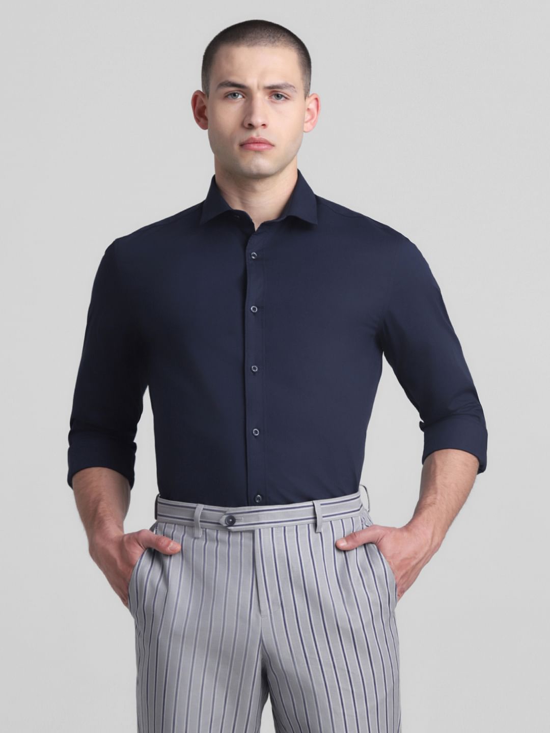 Navy Blue Full Sleeves Shirt