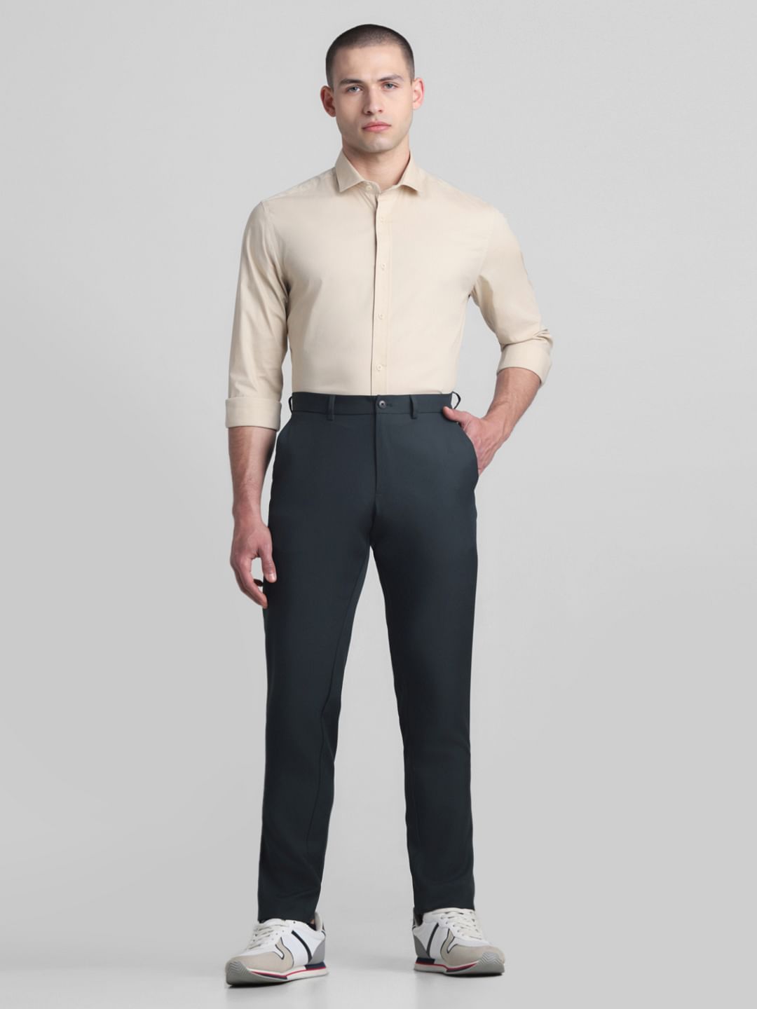 Beige Full Sleeves Formal Shirt