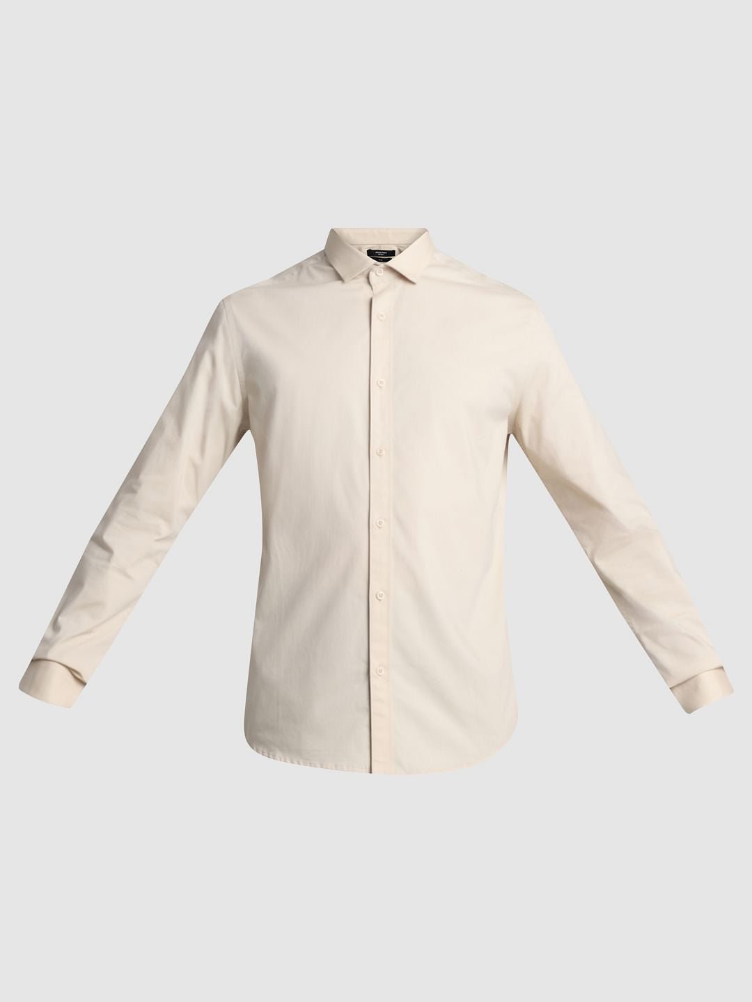 Beige Full Sleeves Formal Shirt