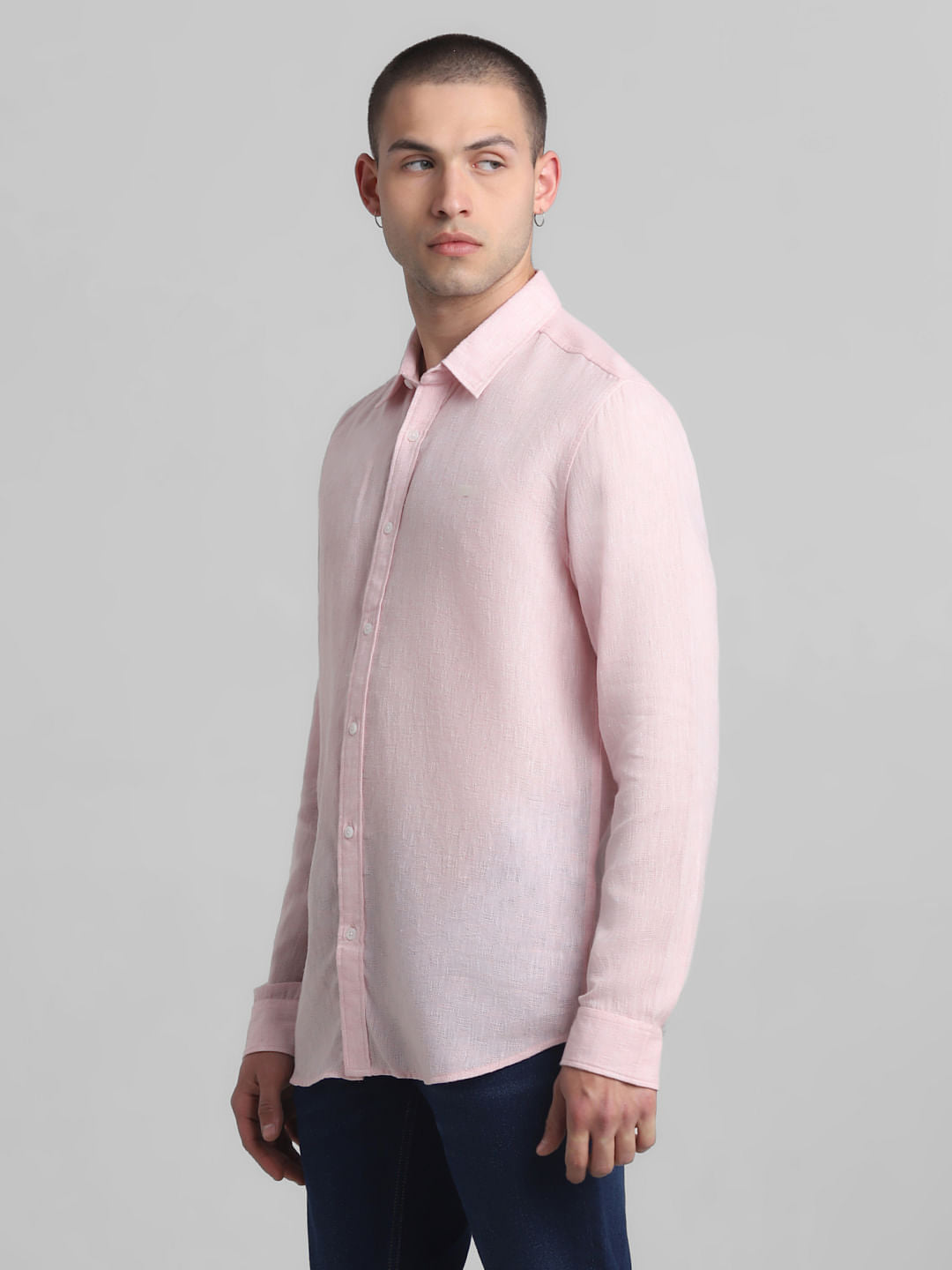 Pink Textured Full Sleeves Shirt