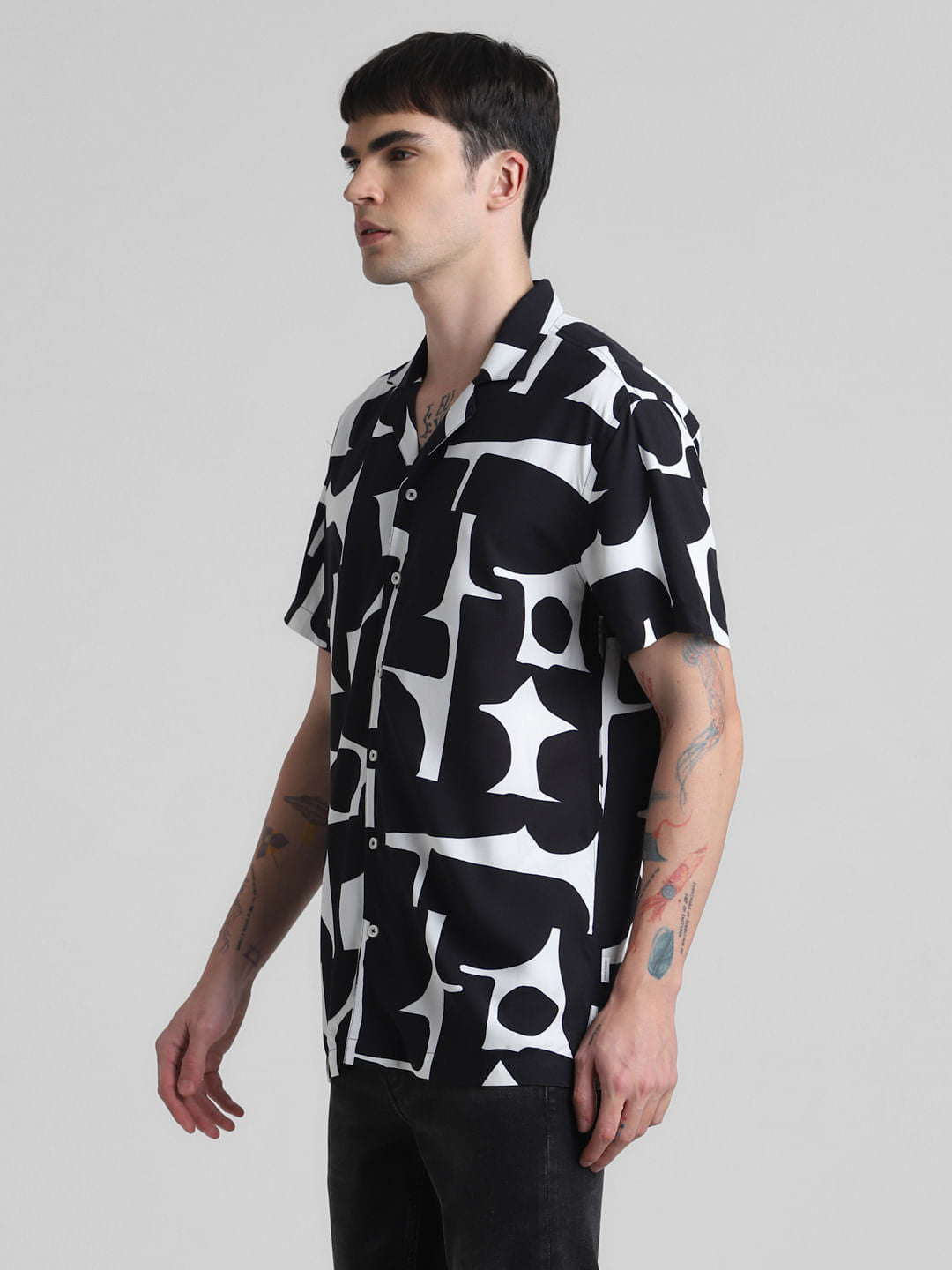 Black Abstract Print Shirt