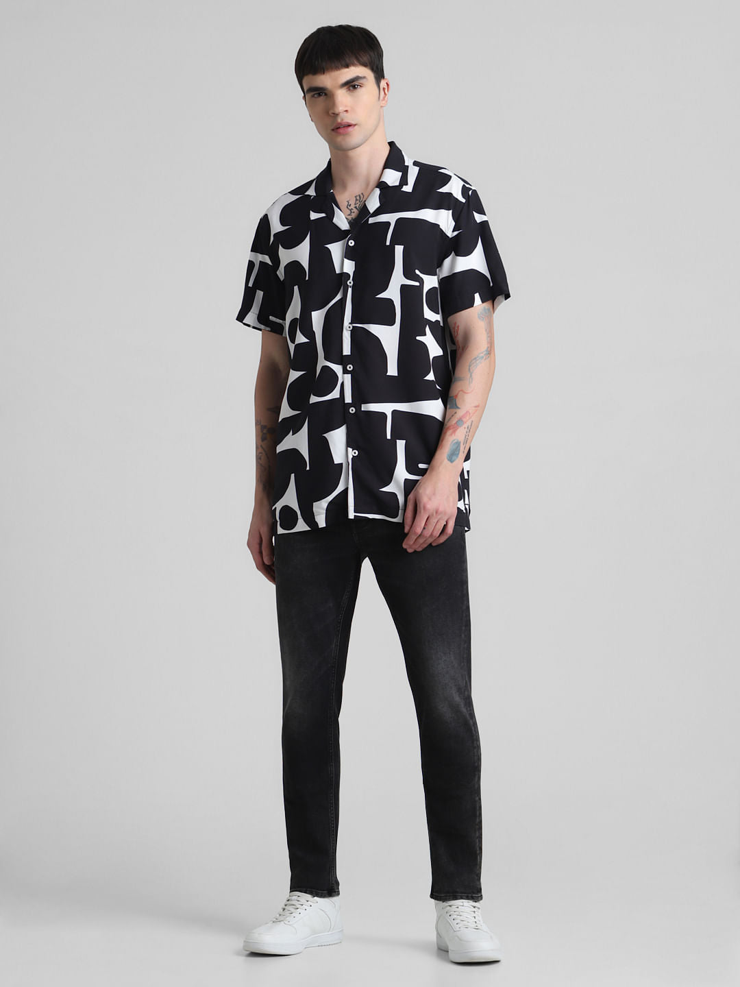 Black Abstract Print Shirt