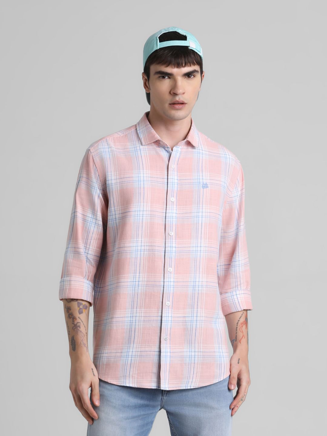 Pink Check Full Sleeves Shirt