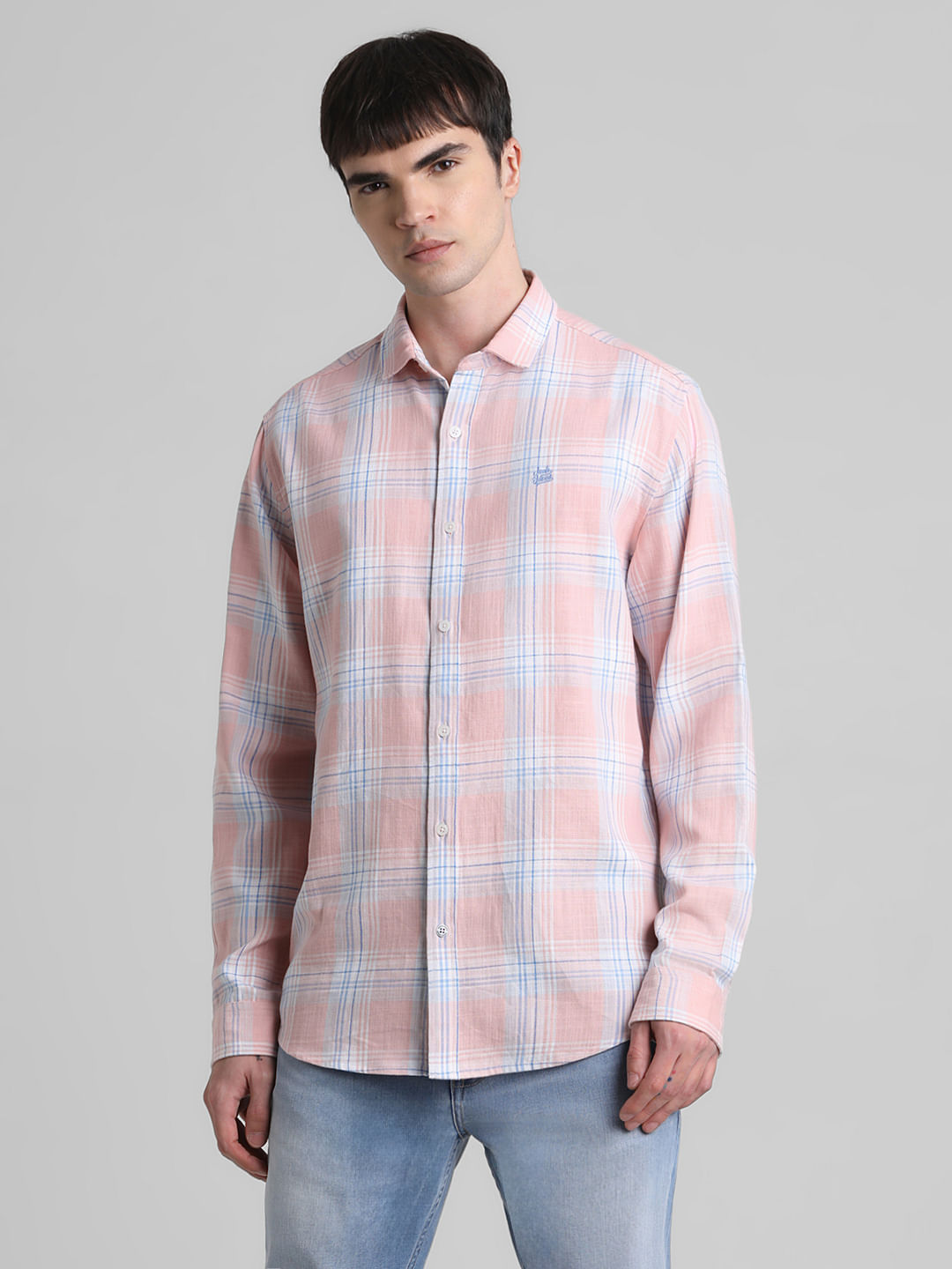 Pink Check Full Sleeves Shirt