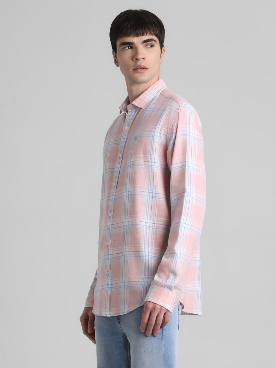 Pink Check Full Sleeves Shirt