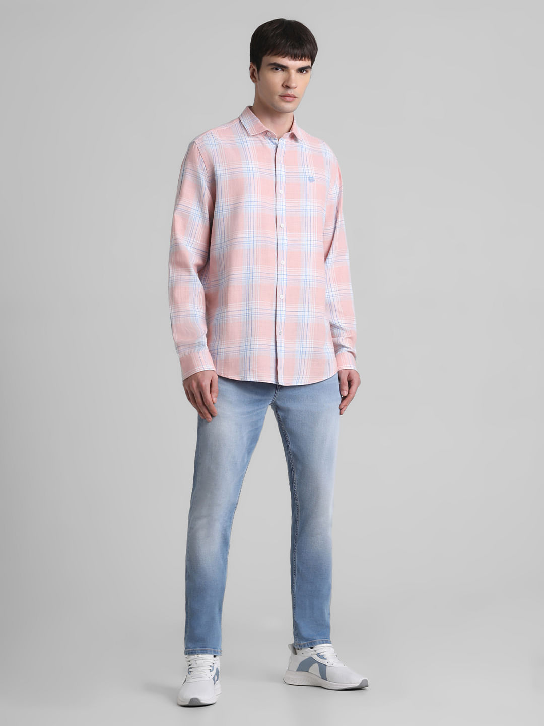 Pink Check Full Sleeves Shirt