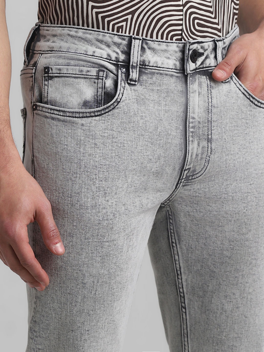 Grey Low Rise Tim Slim Fit Jeans