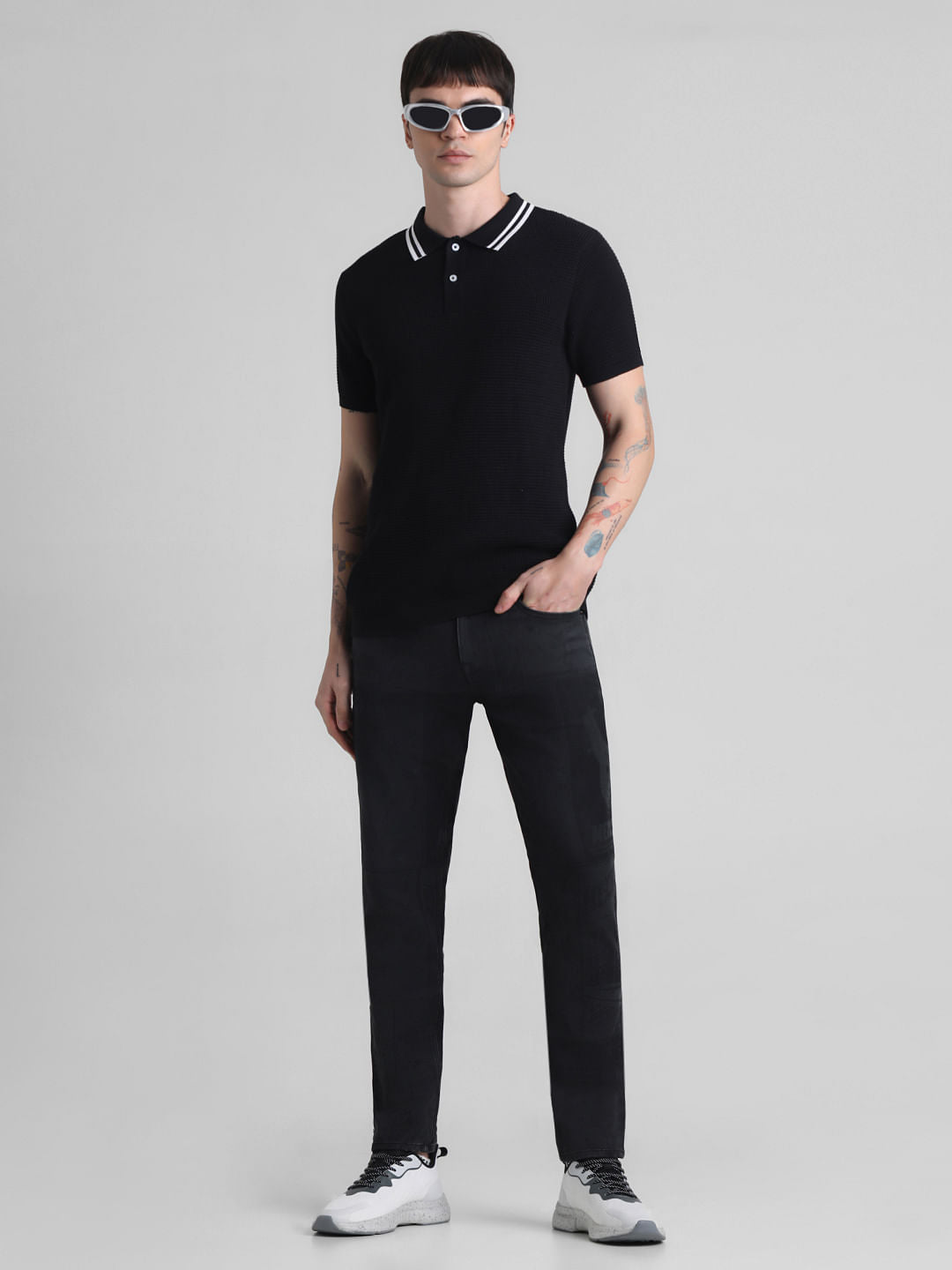 Black Low Rise Glenn Slim Fit Jeans