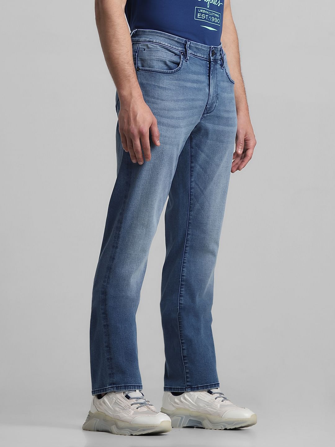 Light Blue Mid Rise Clark Regular Fit Jeans