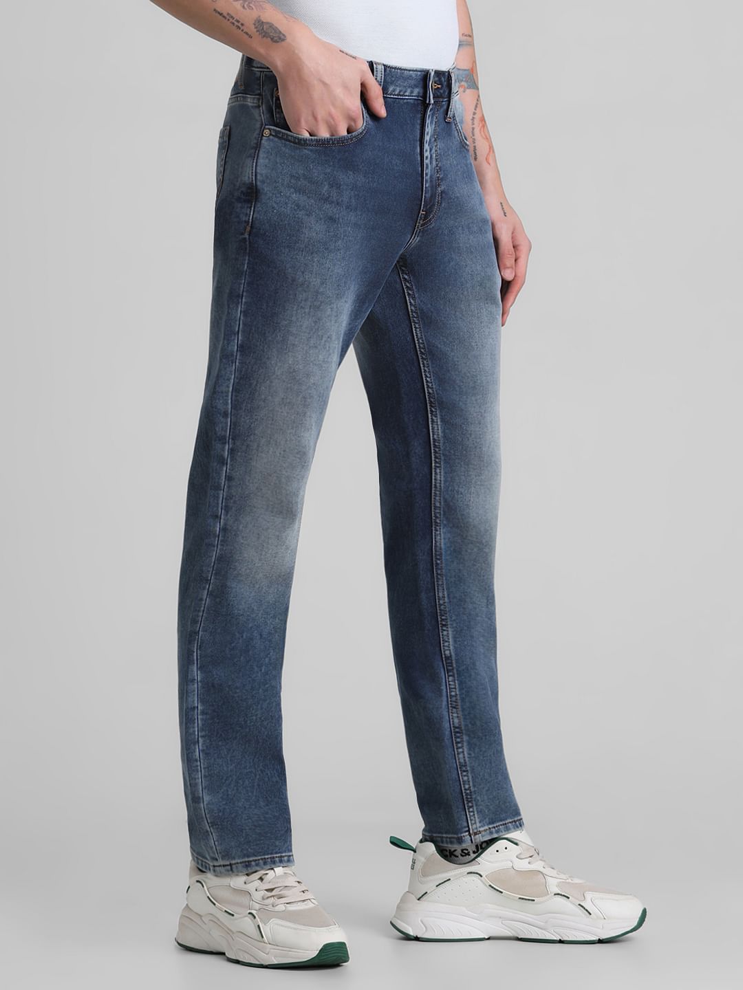 Blue Mid Rise Clark Regular Jeans