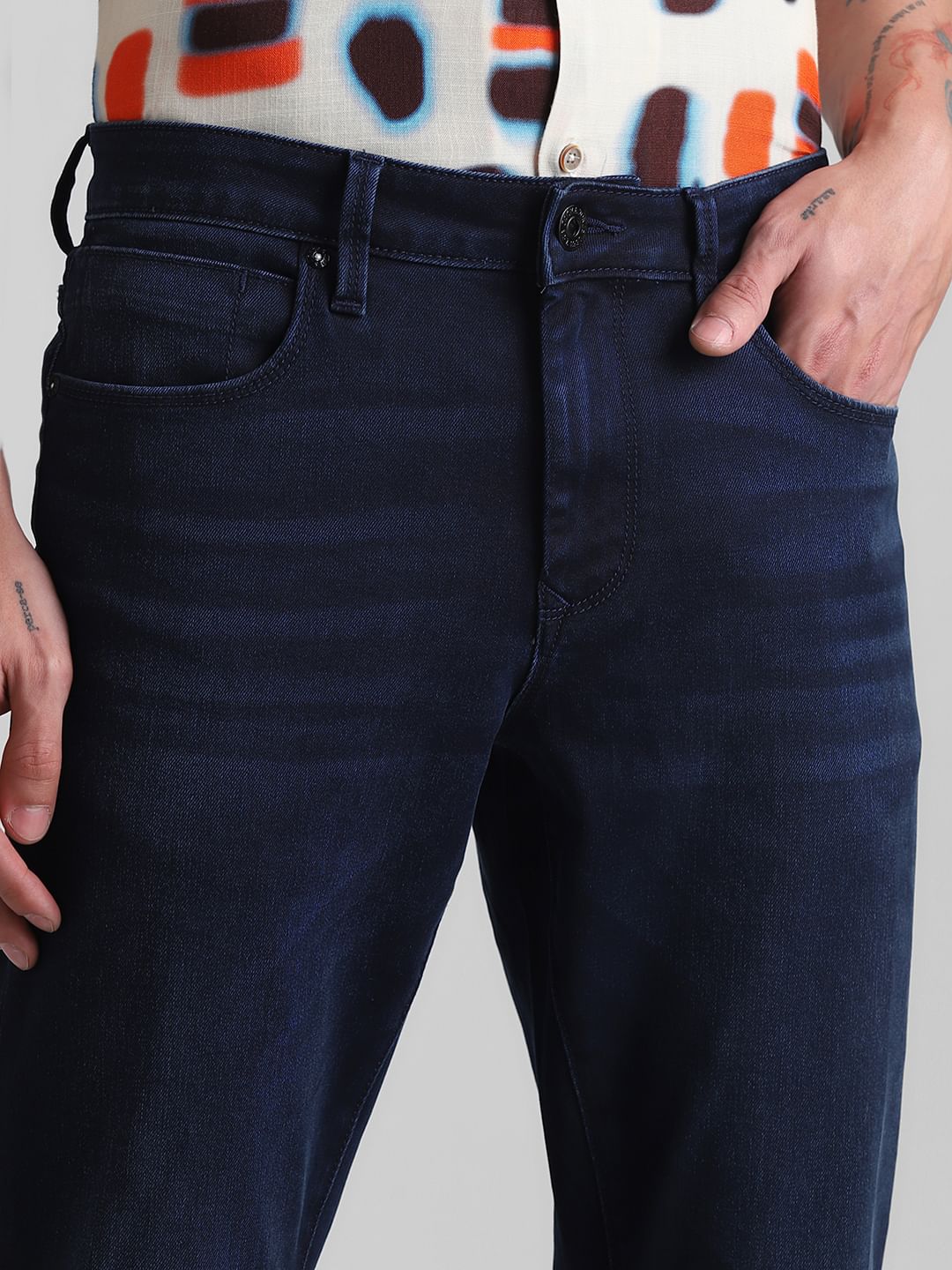 Dark Blue Low Rise Glenn Slim Fit Jeans