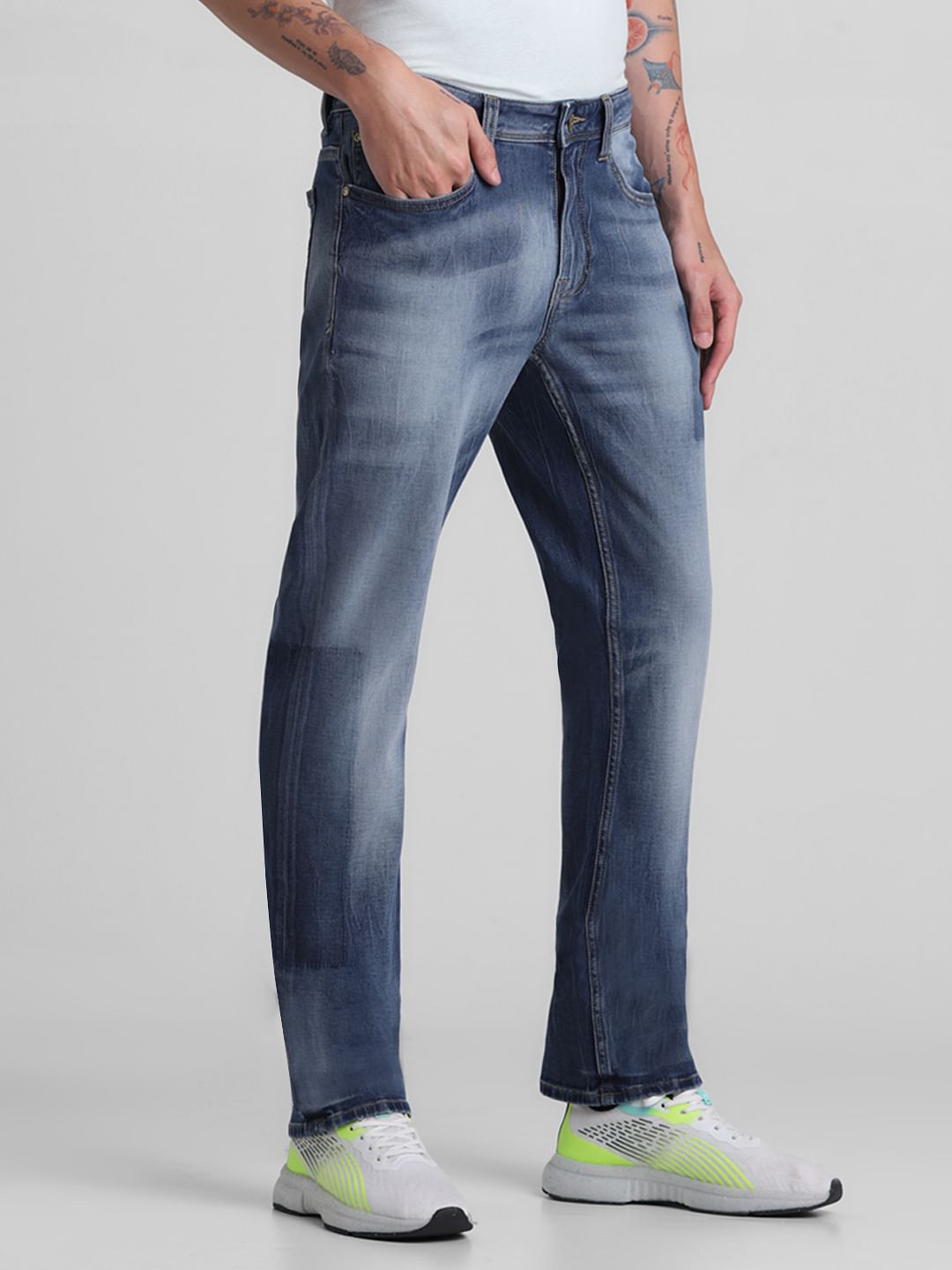 Light Blue Mid Rise Clark Regular Fit Jeans