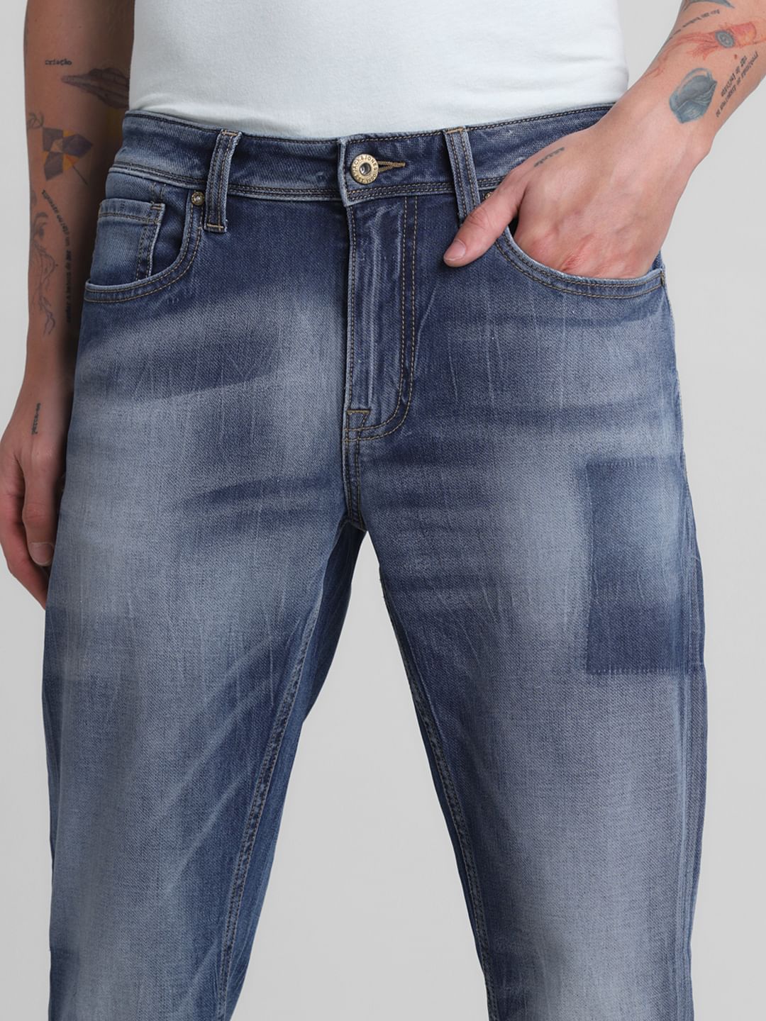 Light Blue Mid Rise Clark Regular Fit Jeans