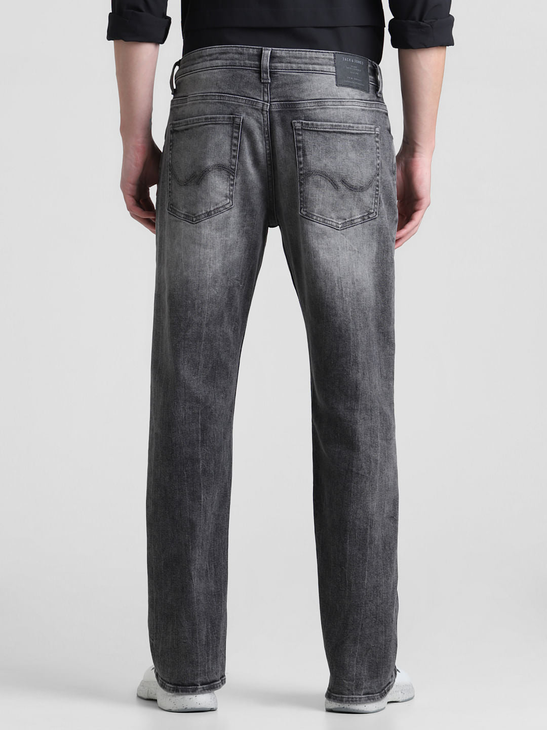 Grey Distressed Bootcut Jeans