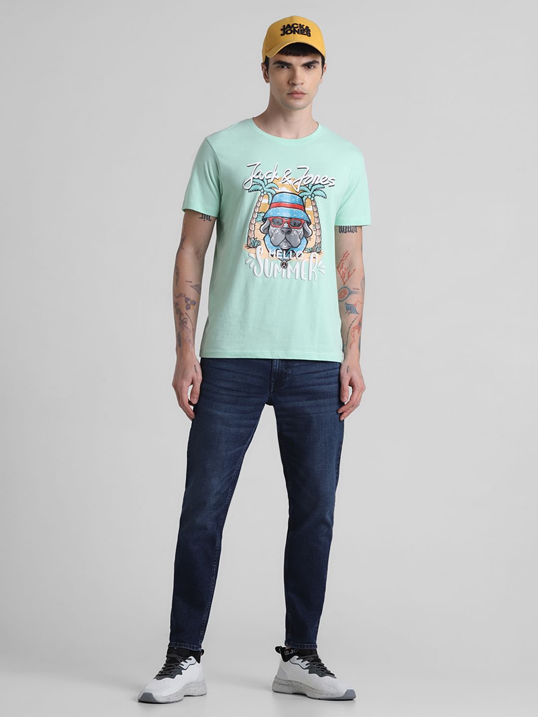 Dark Blue Mid Rise Brak Slim Fit Jeans