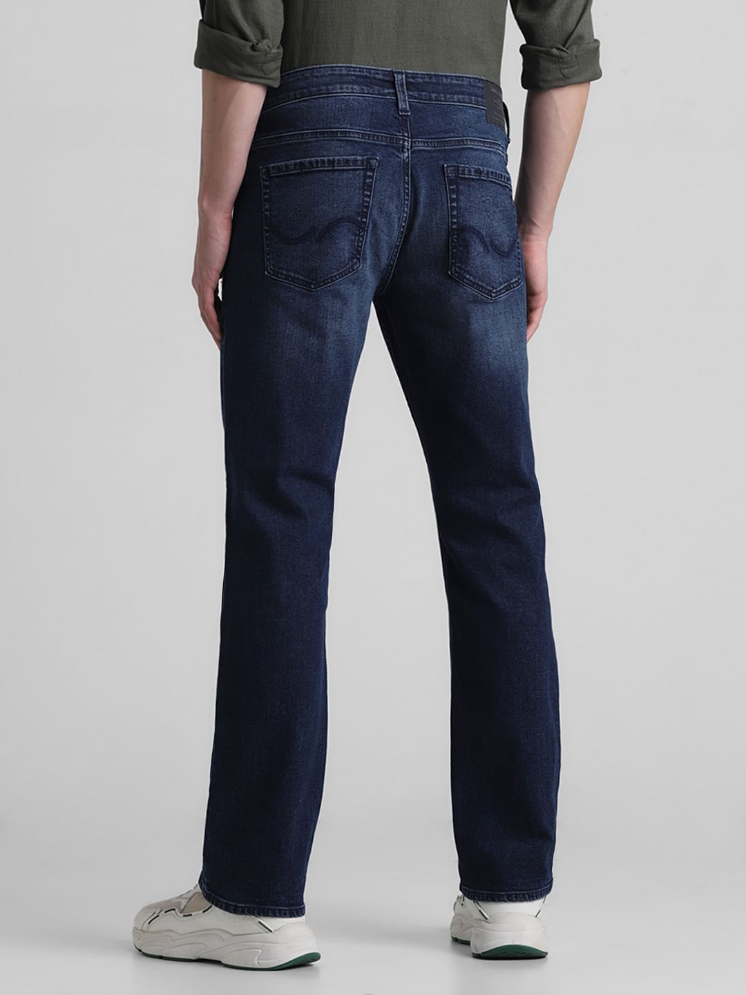 Dark Blue Mid Rise Clark Regular Fit Jeans