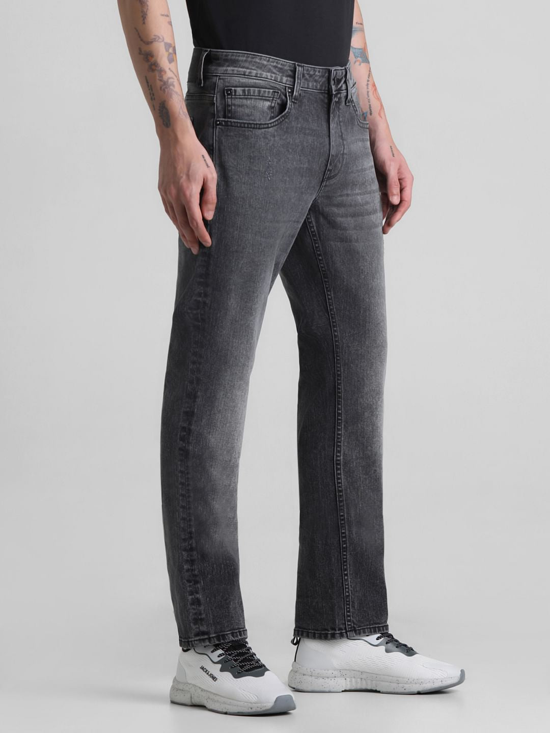 Black Mid Rise Clark Regular Fit Jeans