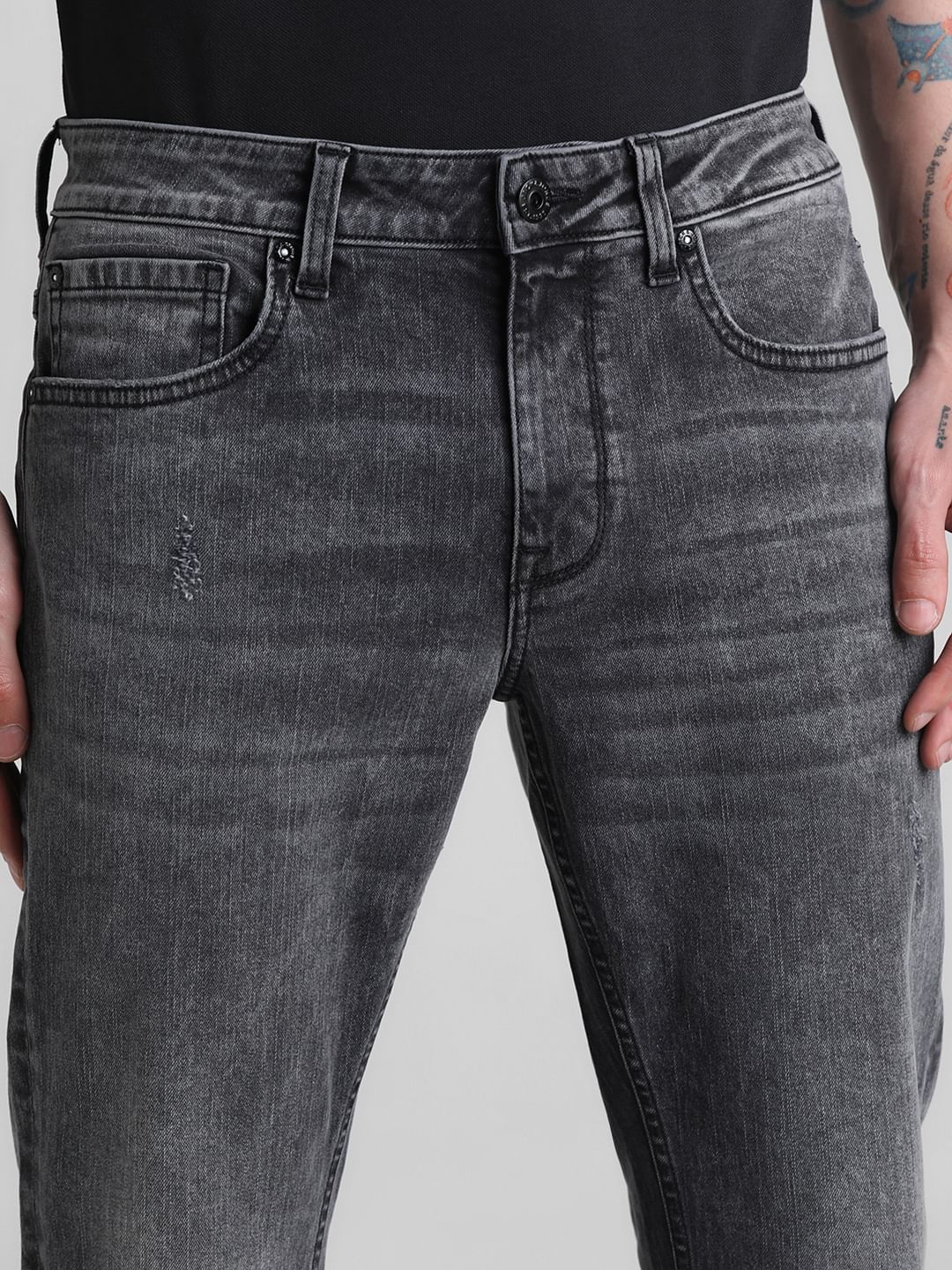 Black Mid Rise Clark Regular Fit Jeans