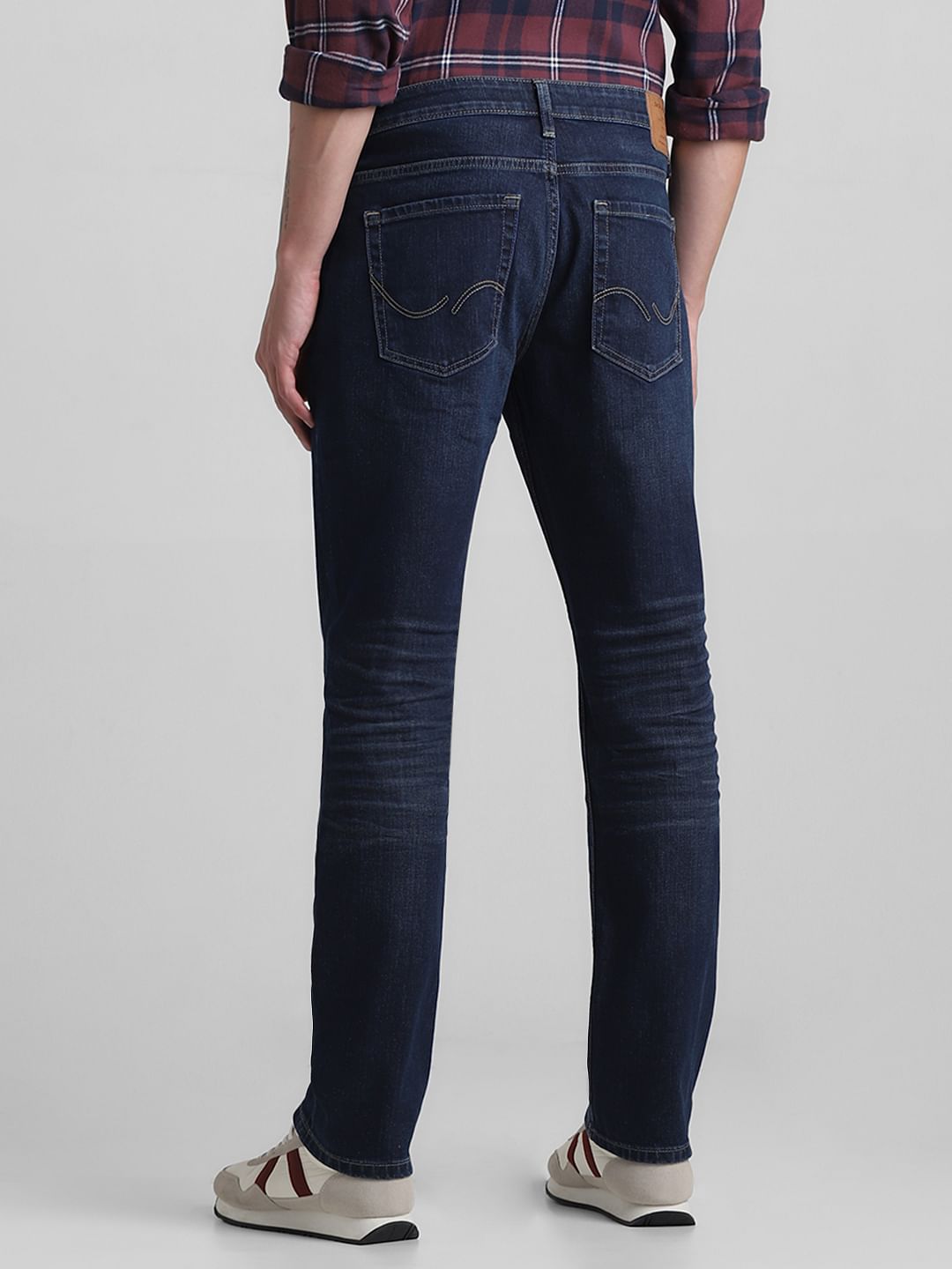 Dark Blue Mid Rise Clark Regular Fit Jeans