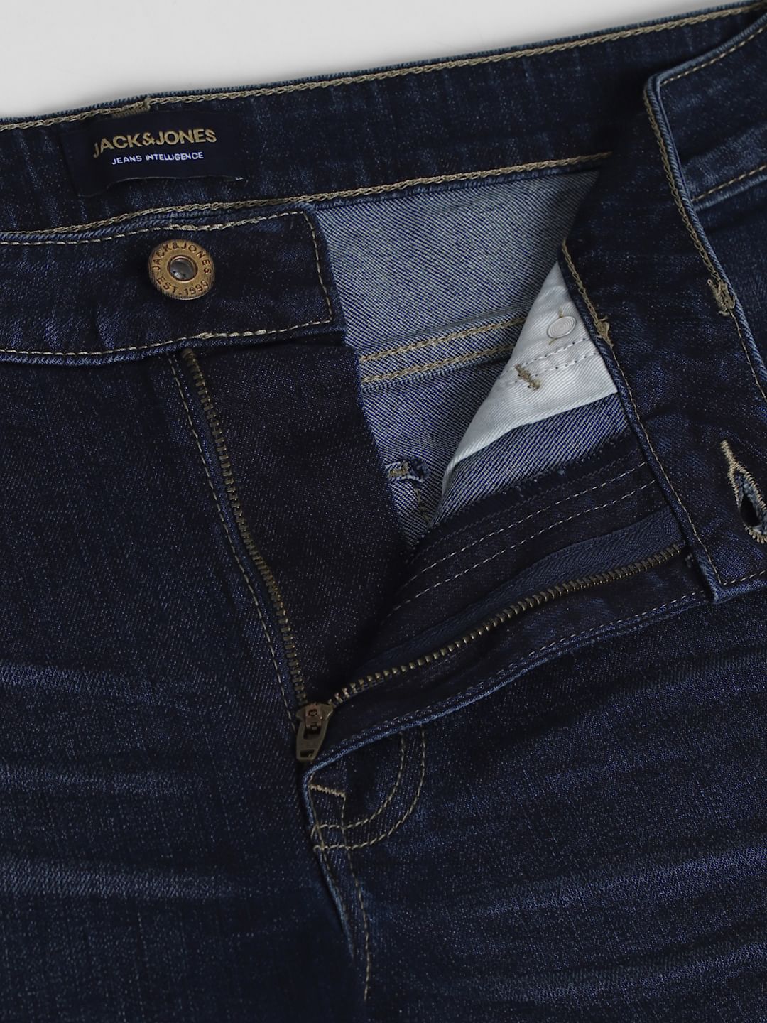 Dark Blue Mid Rise Clark Regular Fit Jeans