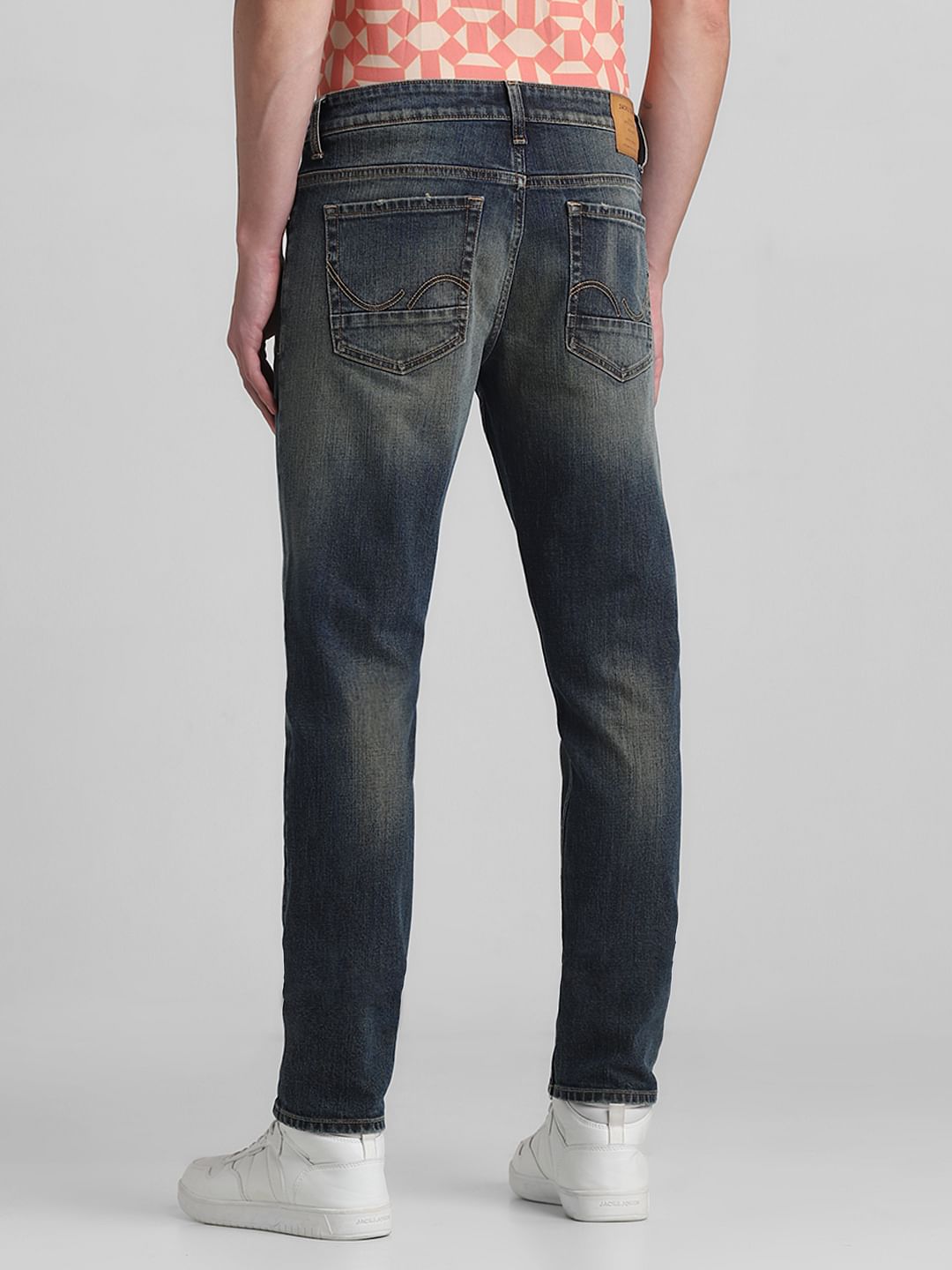 Dark Blue Low Rise Distressed Slim Fit Jeans