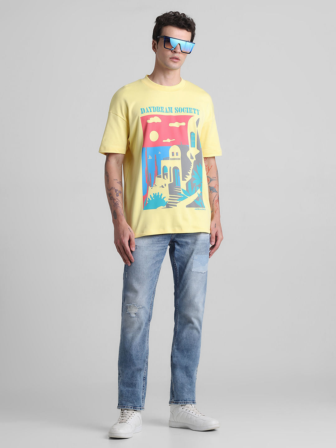 Light Blue Distressed Clark Regular Fit Jeans