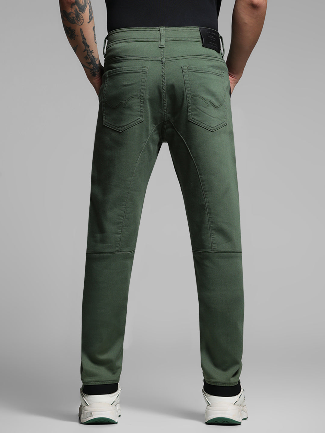 Olive Green Cut & Sew Anti Fit Jeans