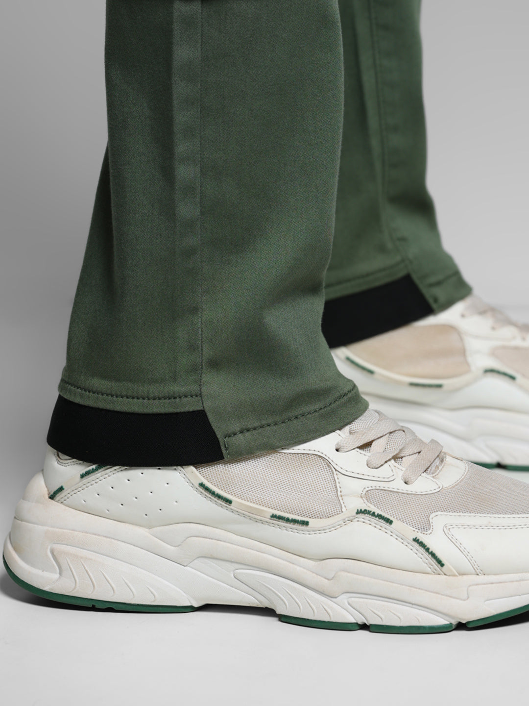 Olive Green Cut & Sew Anti Fit Jeans