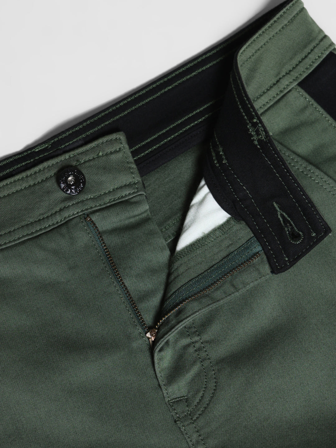 Olive Green Cut & Sew Anti Fit Jeans