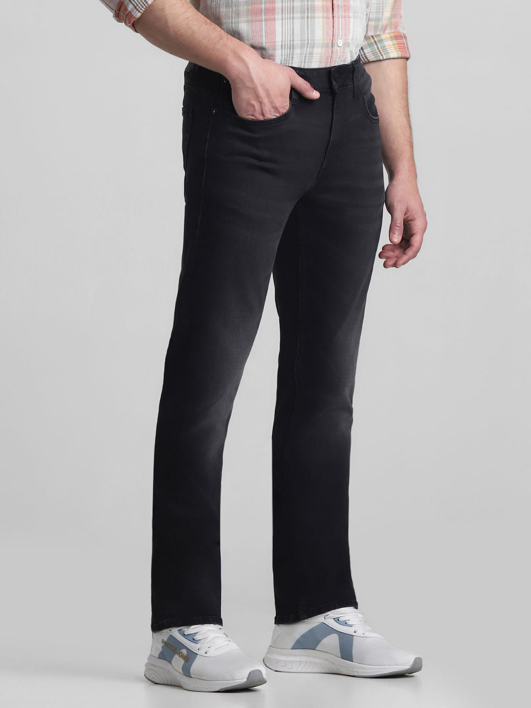 Black Mid Rise Clark Regular Fit Jeans