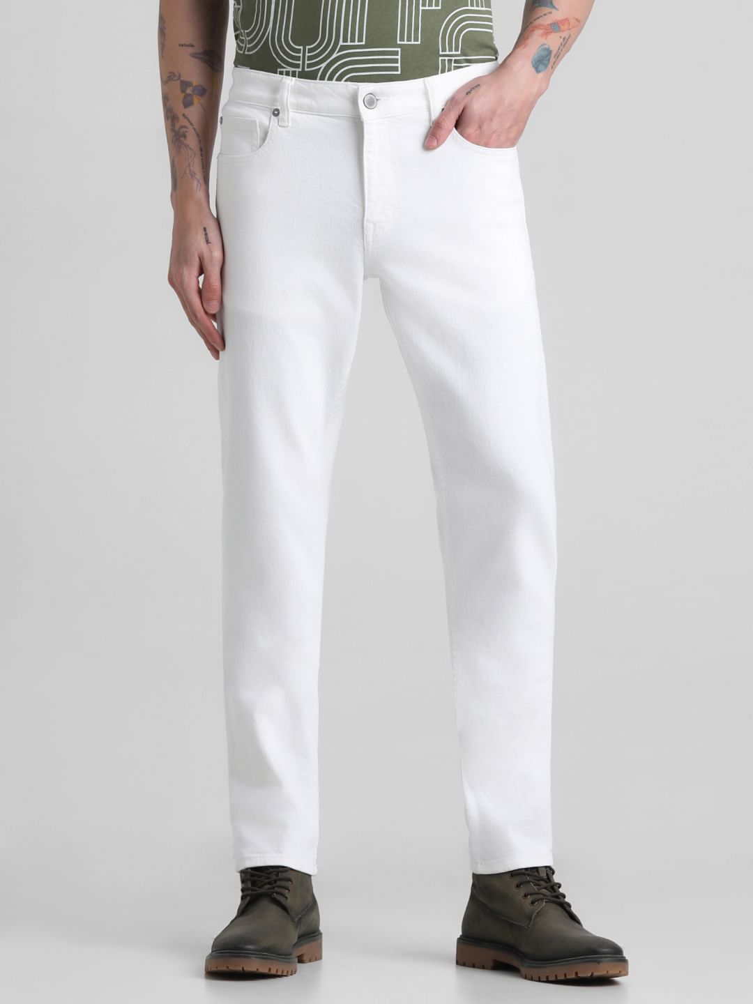 White Low Rise Glenn Slim Fit Jeans