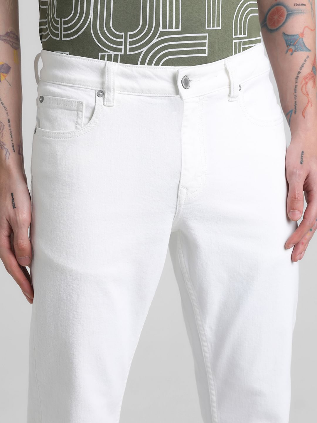 White Low Rise Glenn Slim Fit Jeans
