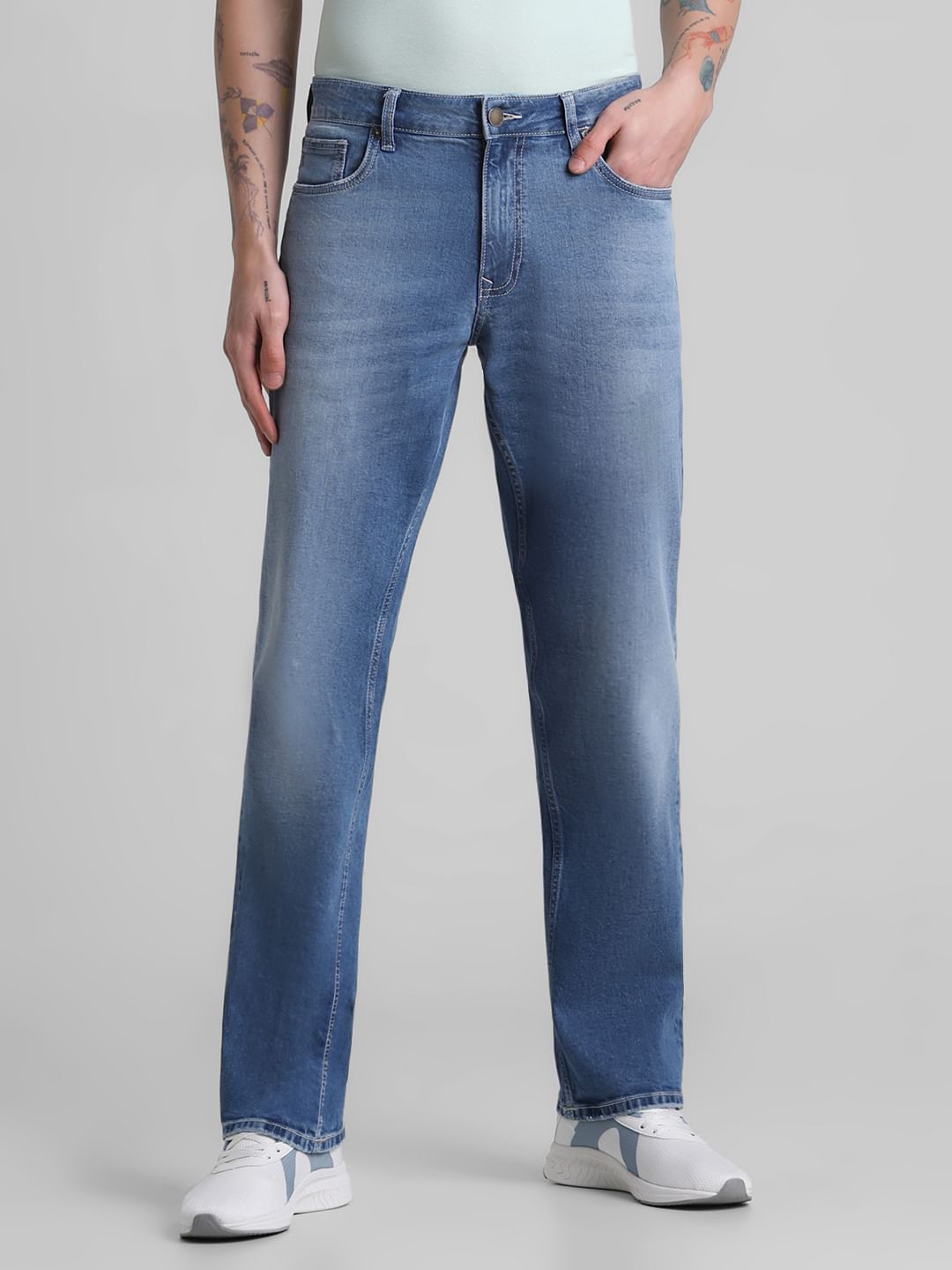 Light Blue Mid Rise Clark Regular Fit Jeans