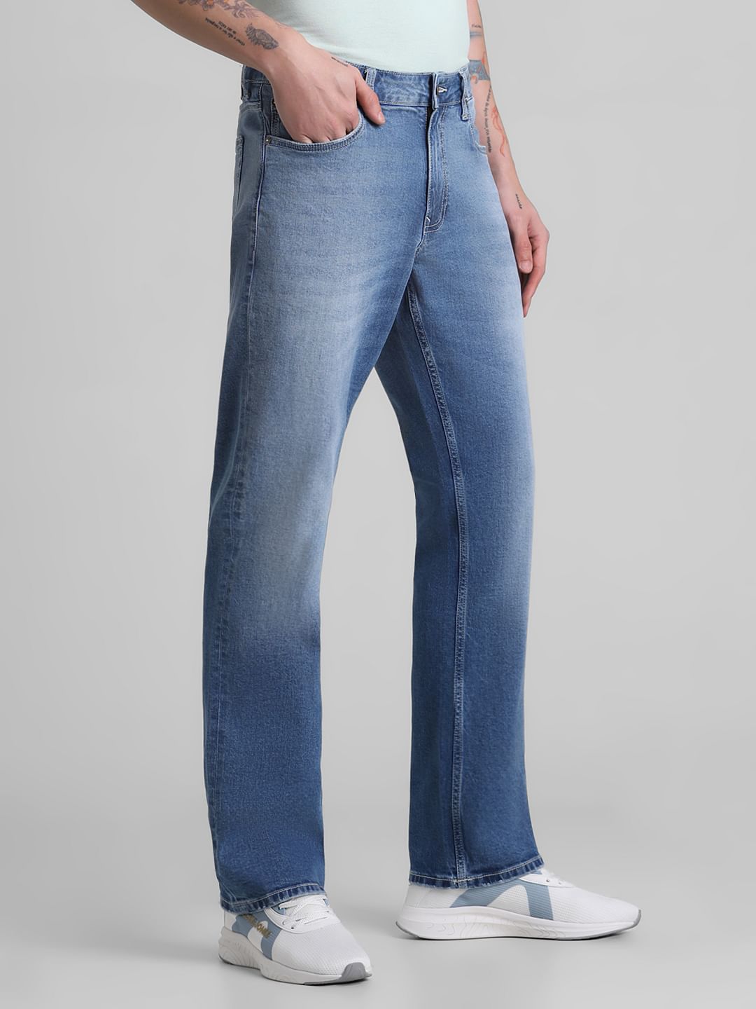 Light Blue Mid Rise Clark Regular Fit Jeans