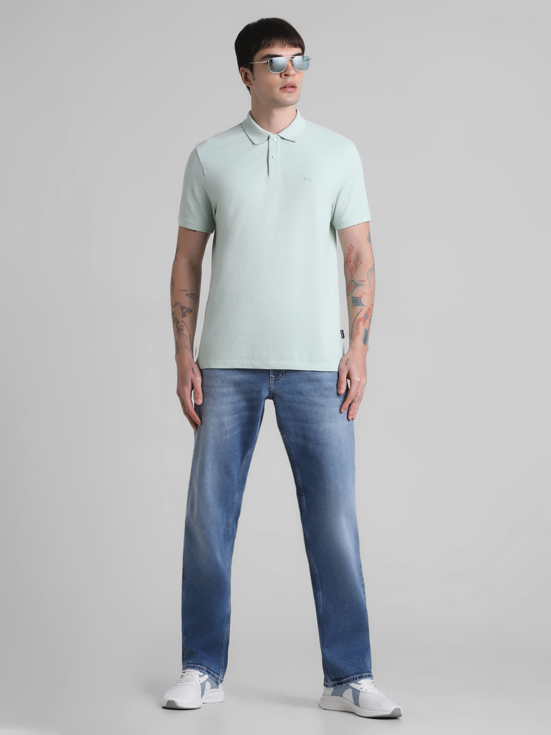 Light Blue Mid Rise Clark Regular Fit Jeans