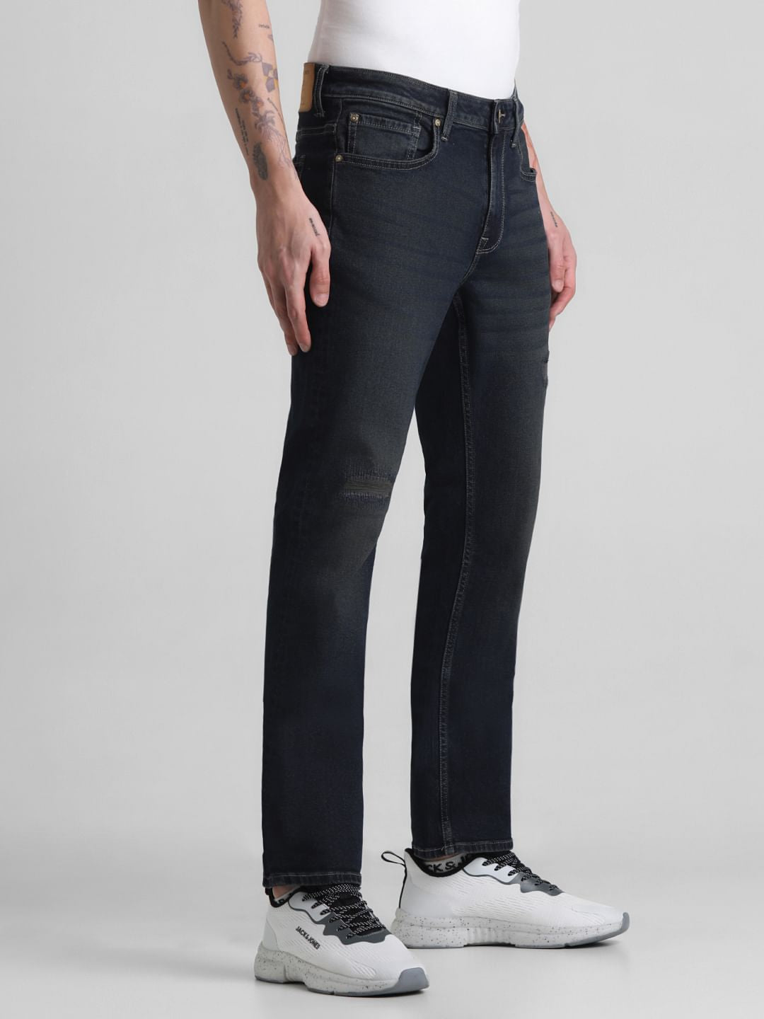 Dark Blue Mid Rise Clark Regular Fit Jeans