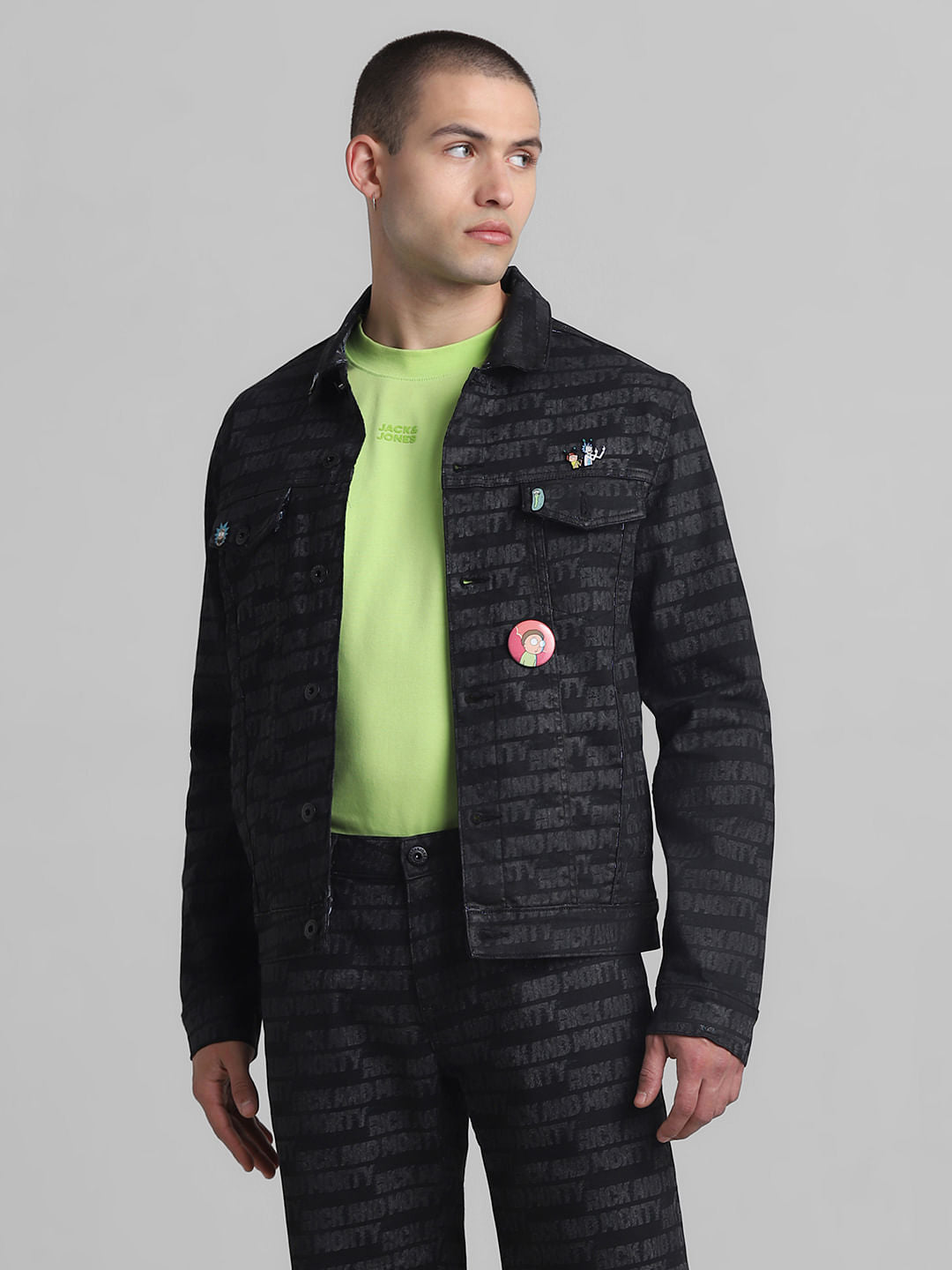RICK & MORTY Black Printed Co-ord Set Jacket