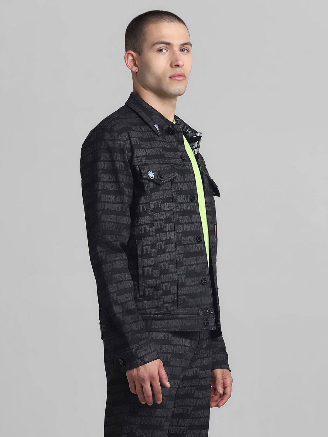 RICK & MORTY Black Printed Co-ord Set Jacket