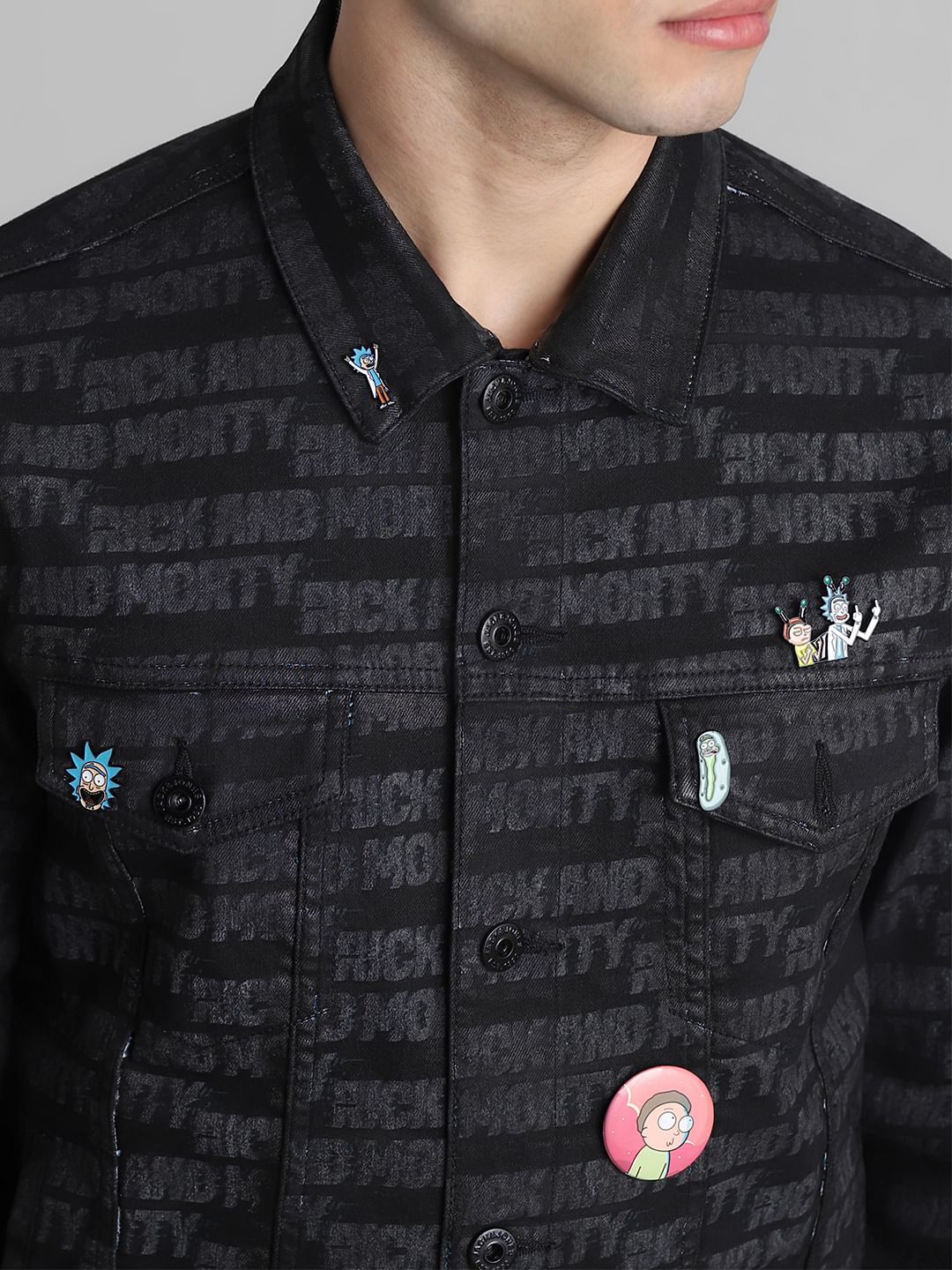 RICK & MORTY Black Printed Co-ord Set Jacket