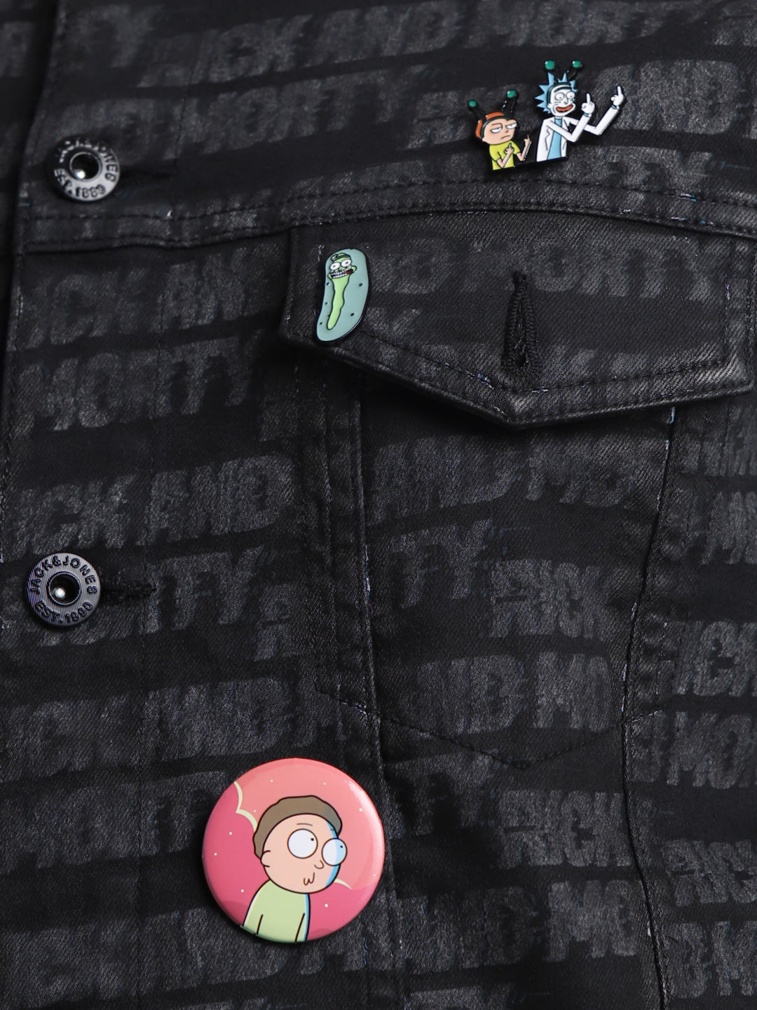 RICK & MORTY Black Printed Co-ord Set Jacket