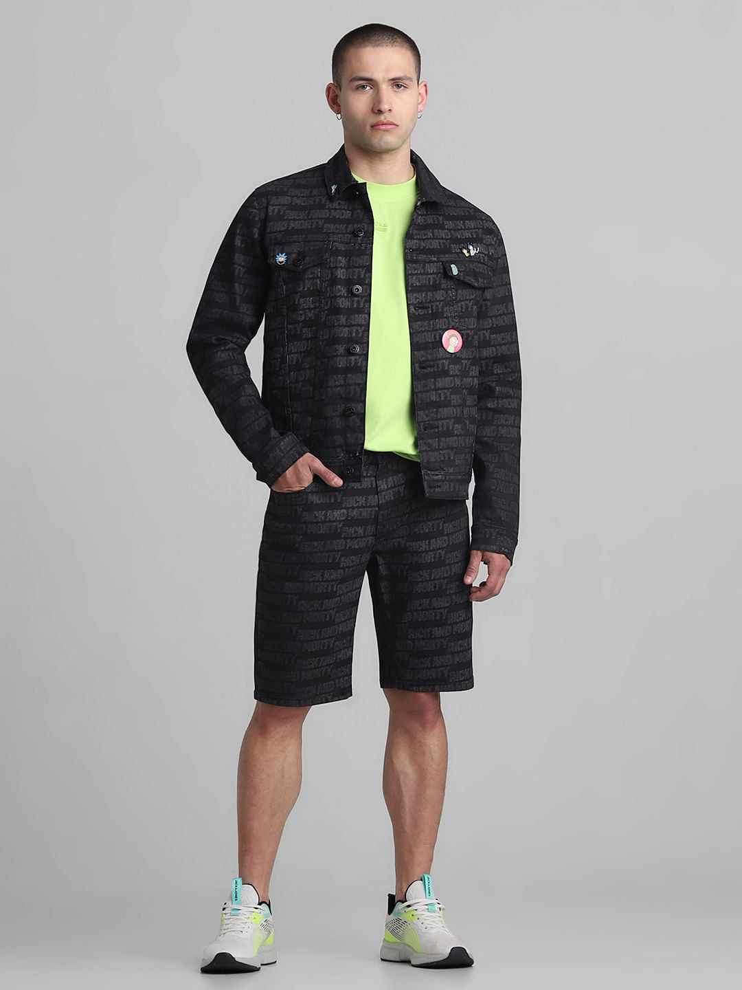 RICK & MORTY Black Printed Co-ord Set Jacket