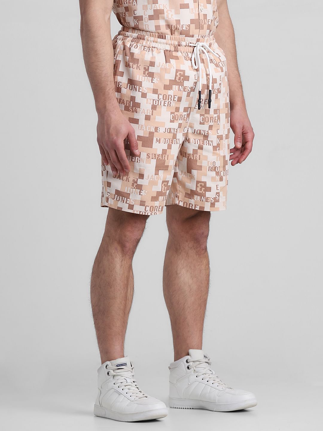 Brown Printed Co-ord Set Shorts