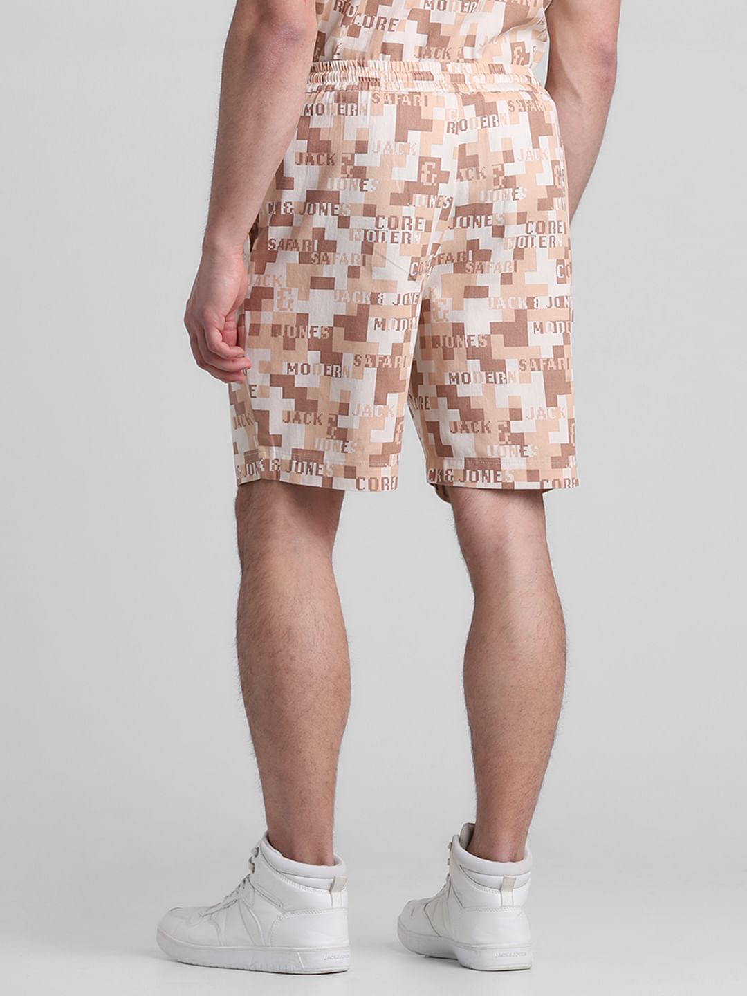 Brown Printed Co-ord Set Shorts