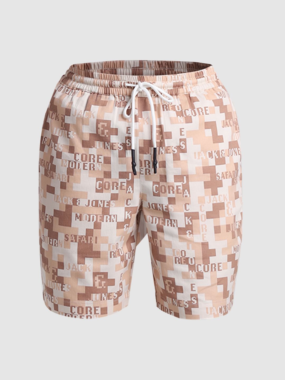 Brown Printed Co-ord Set Shorts