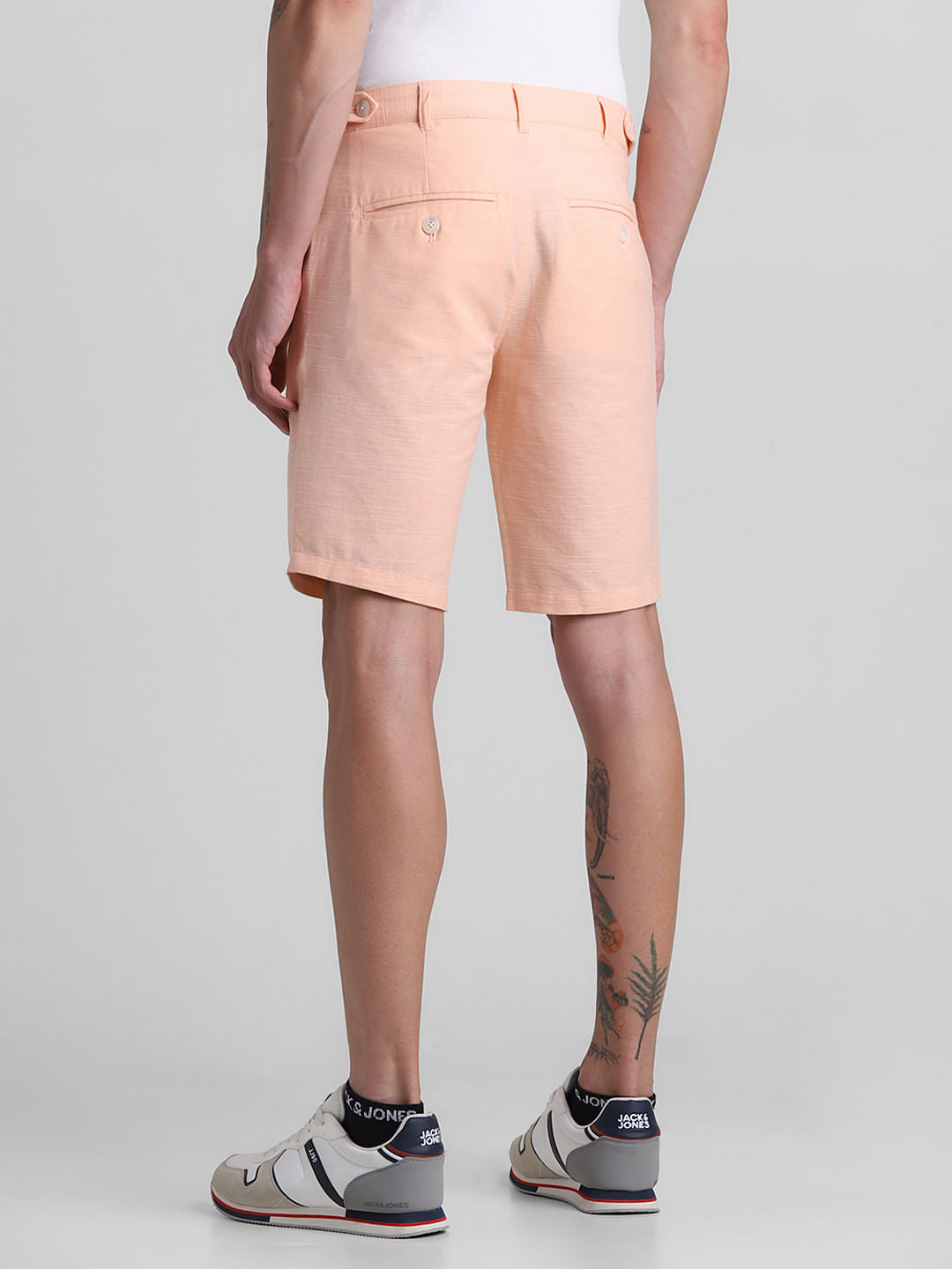 Coral Low Rise Linen Shorts