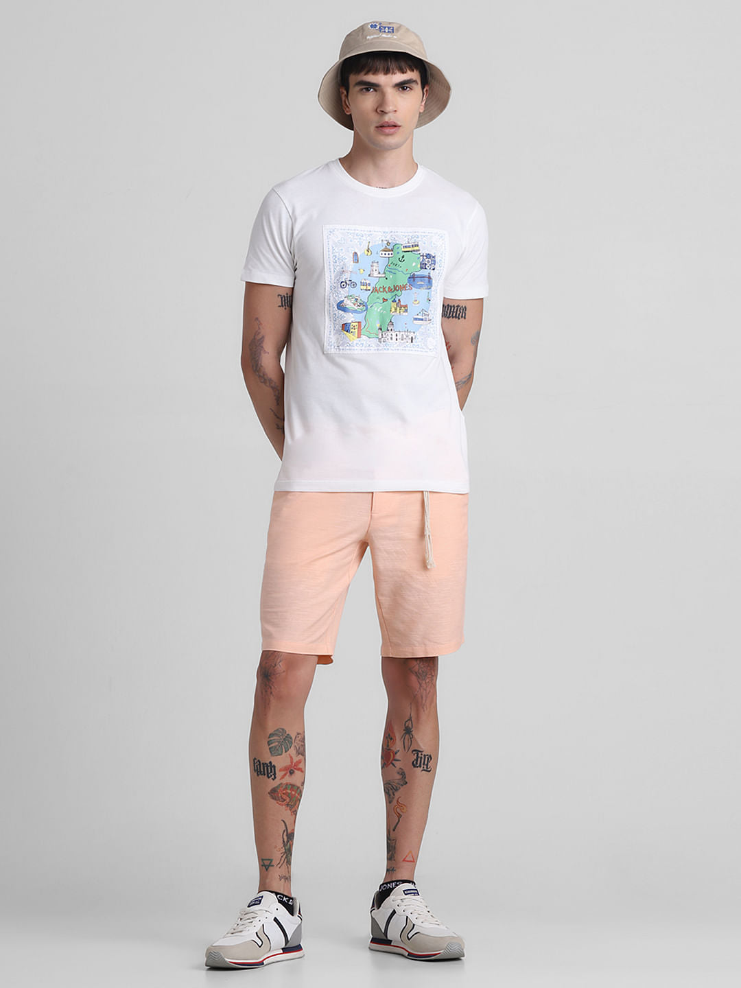 Coral Low Rise Linen Shorts