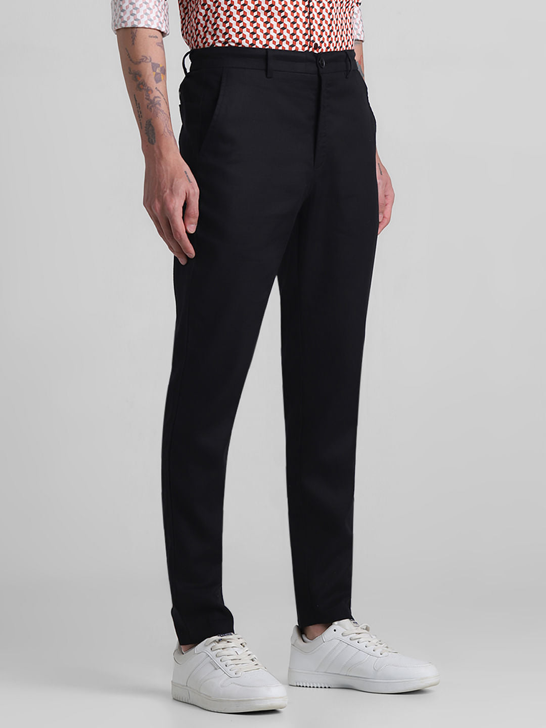 Black Mid Rise Cotton Pants