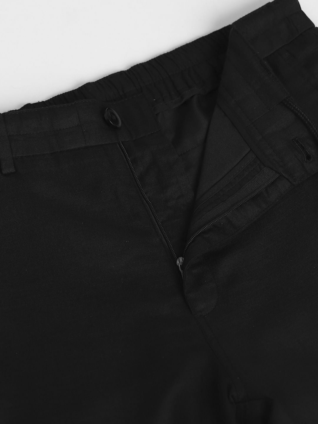 Black Mid Rise Cotton Pants