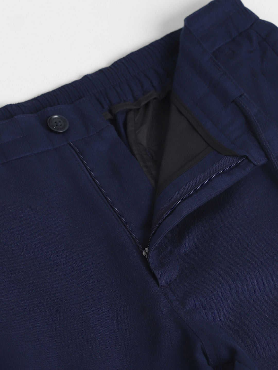 Navy Blue Mid Rise Cotton Pants