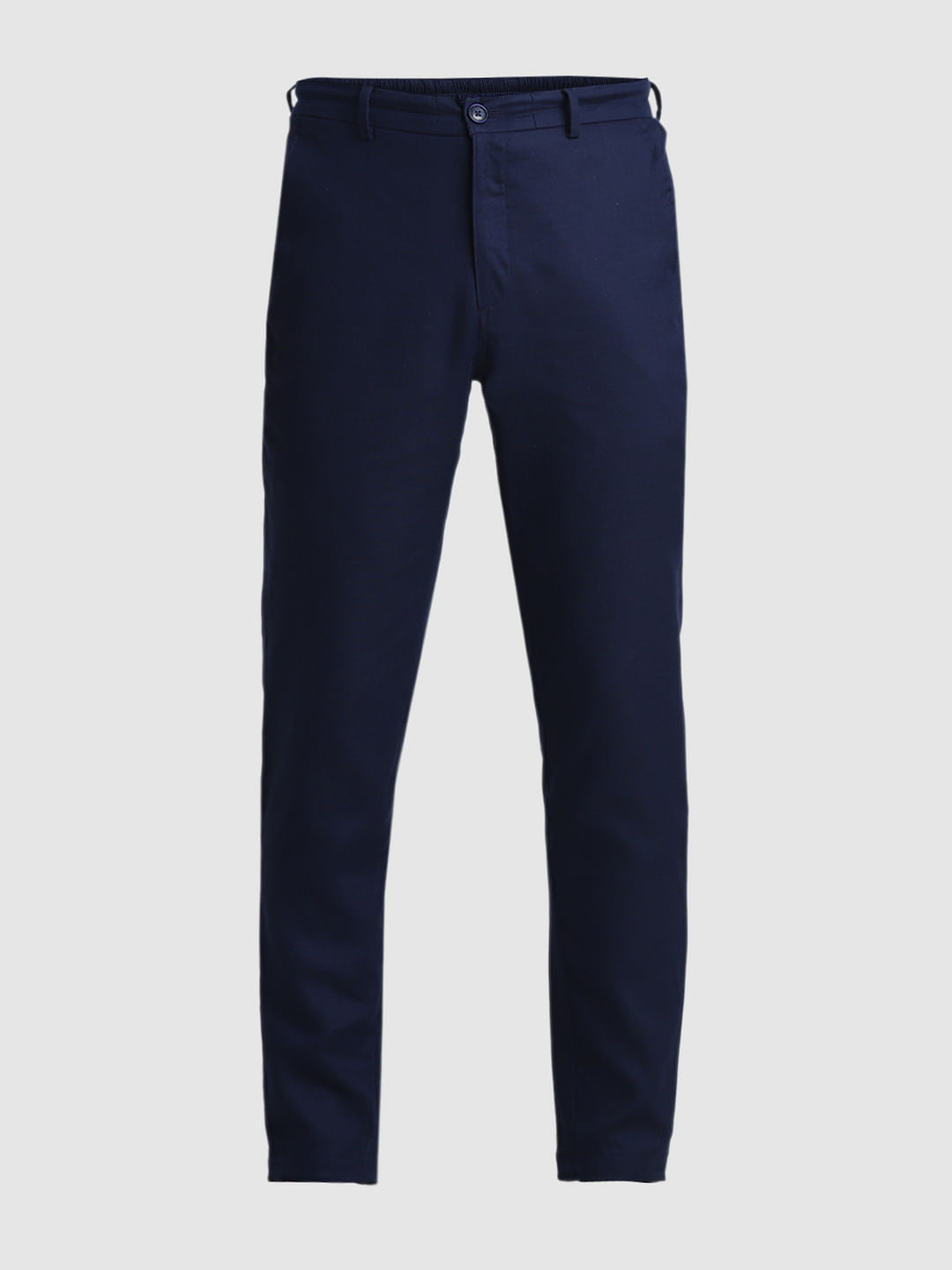 Navy Blue Mid Rise Cotton Pants